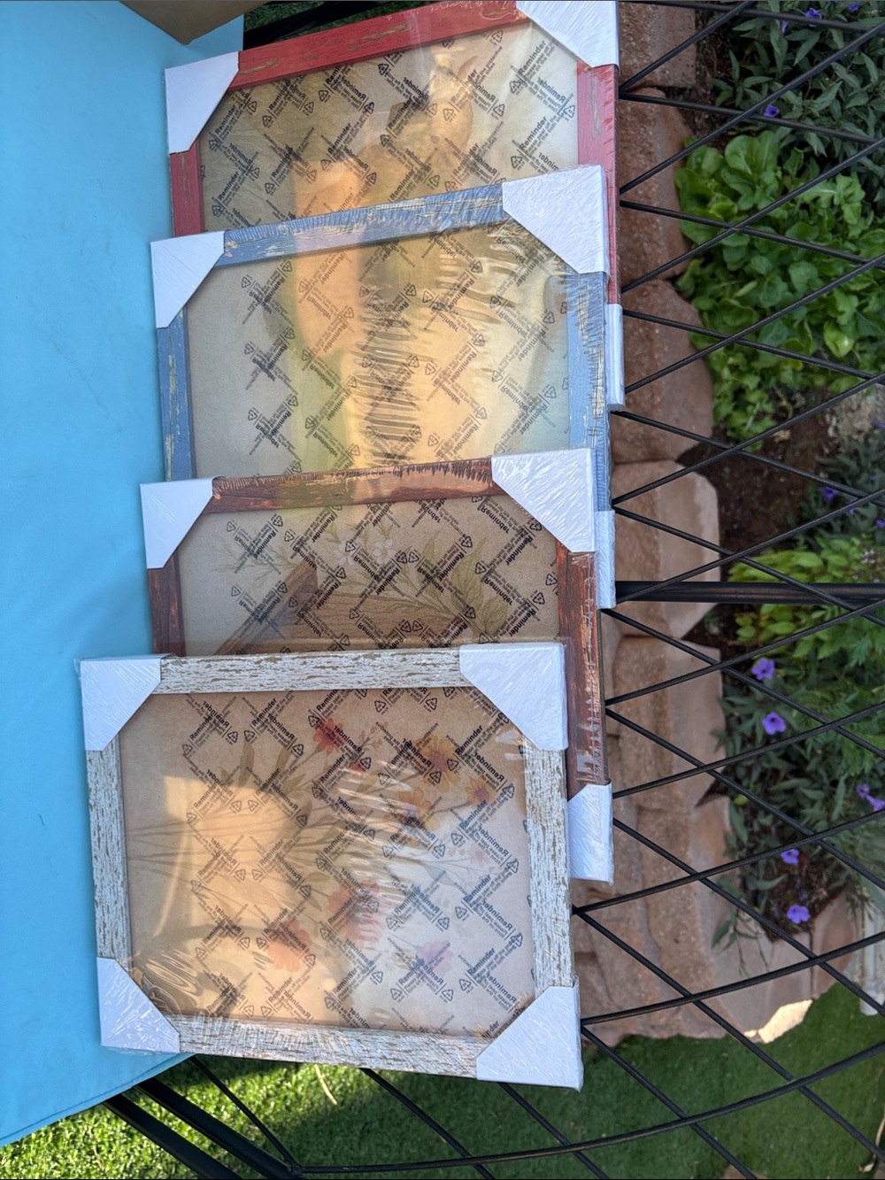 Rustic Farmhouse Picture Frames With Vintage Prints, Set Of 4